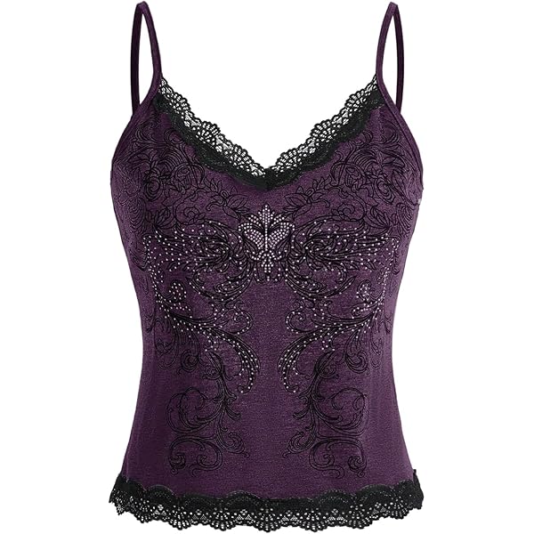SOLY HUX Women's Floral Embroidery Cami Tops Tie Front Ruffle Hem